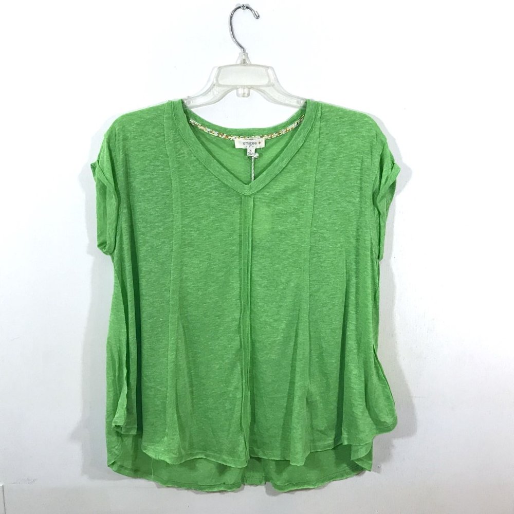 Umgee Short Sleeve Casual Top Green 1X - Picture 5 of 9